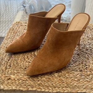 Veronica Beard Drk Tan Suede Mules